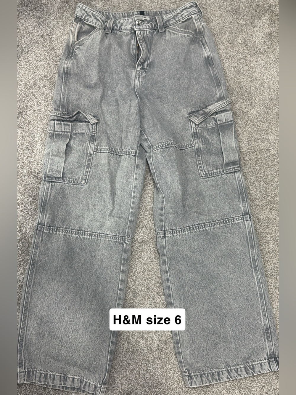 H&M Women’s Washed Gray Cargo Pants with Utility Pockets